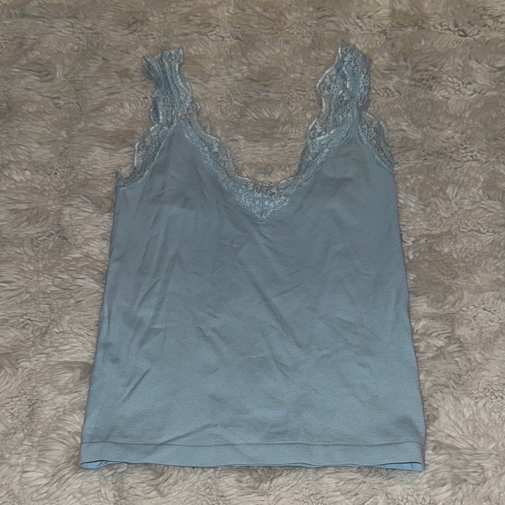 Wild Fable Blue Lace Trim Top